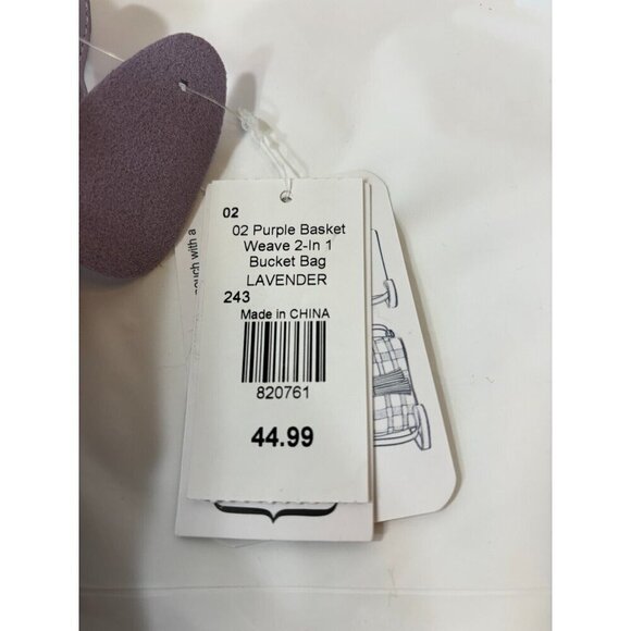 Mello World PURPLE BASKET WEAVE BUCKET BAG Purse/ Shoulder Bag - Picture 4 of 14